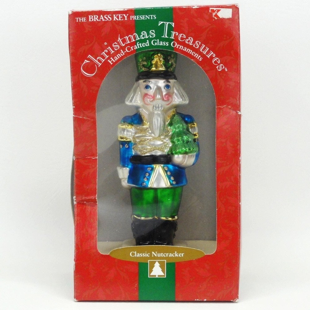 Brass Key Classic Woodsman Nutcracker Blown Glass Ornament Vintage RARE